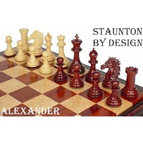 Alexander's Stallion Staunton Chess Set in Red Sandalwood and Boxwood - 4.4 King by thechessstore