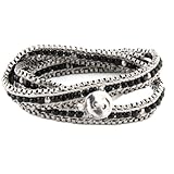 Chain and Black Bead Wrap Bracelet - Lead Free - Wraps Around Adult Wrist 3 times