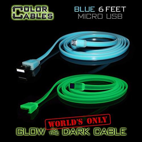 Color Cables: Charge and Sync Data Cables (7 MIX CONNECTOR PACK - FULL COLOR SET - 3FT) Glow in the Dark - 1M Long - Extra Tough - No Tangle - Apple Lightning - Micro USB - 30 Pin (LIFETIME WARRANTY)