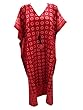 Red Long Kaftan Dot Printed Cotton Evening Dress