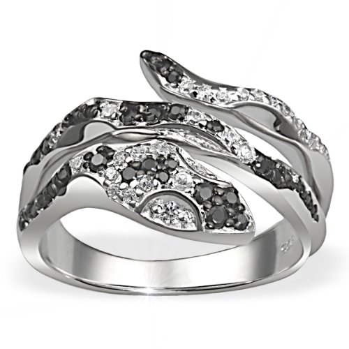  goldmaid - Pa R4238S56 - Black  &  White - Bague Femme - Argent 925/1000 8 gr - Oxyde de Zirconium - 38 noirs et 21 blancs - T 56