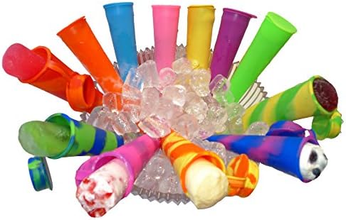 DIY Pop - Silicone Ice Pop Maker Molds, 12 Pack Mixed Color with Attached Lid Popsicle Molds