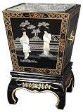 Good Great Best Unique Home D&eacute;cor Gift Ideas - 16" Oriental Style Black Lacquer Planter Trash Can