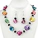 Multi Colored Faux Shell and Crystal Necklace and Earrings Set