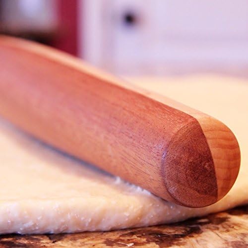 Two Tone Black Walnut & Sugar Maple French Rolling Pin: Tapered Solid Wood Design. Hand Crafted in the USA.