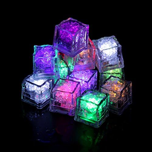 12 Pcs/lot Novelty LED Glow Ice Cubes Color Changing Cup Light Without Switch Flashing Lamps Wedding Party Decoration Lights