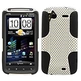 White Black 2 in 1 Hybrid Rubber Plastic Skin Case Cover for HTC Sensation  ....