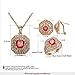 Yoursfs 18k Rose Gold Plated Vintage Ruby Necklace and Ring and Earring Bridal Jewelry Sets