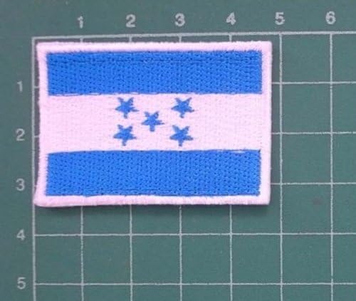 Flag of Honduras National Central American Country Patch Badge Small 1.2" x 1.8" Iron On Embroidered Patches Nation Appliques Embroidery Designs For Shirt Jersey Hoodie Hat Backpacks
