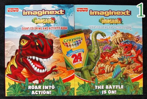 Childrens Toyshop  Toys : 2 Fisher Price Dinosaur Coloring Books plus 24 Crayons