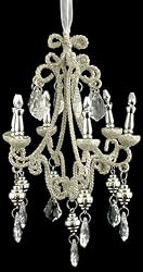 6 Crystal Elegance Platinum Glitter Jeweled Chandelier Christmas Ornaments