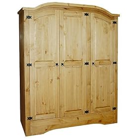 Corona Mexican Solid Pine 3 Door Arch Top Wardrobe