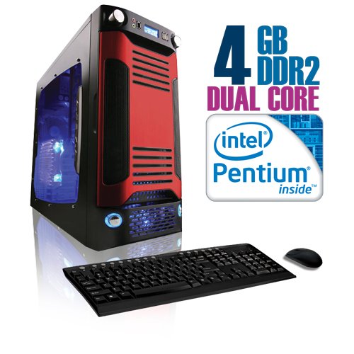 CybertronPC X-Sniper SINN4120BUBRL, Black/Red, Intel Pentium Dual-Core 2.6GHz, 4GB DDR2, 500GB HDD, DVDRW, Nvidia GeForce 9400GT, 400 Watt Power Supply, No O/S, 1 Year Parts & Labor Warranty