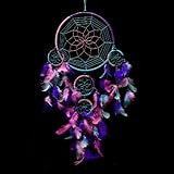 Dream Catcher ~ Handmade Traditional Aqua Blue, Pink & Purple 8.5" Diameter & 24" Long!