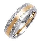 Band Designer Mens 6 mm 14K Two Tone Gold Comfort Fit Wedding Band