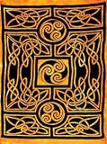 SARONG-RAYON CELTIC SPIRALS BLACK & ORANGE