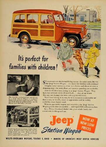 1949 Ad Willys Jeep Station Wagon Woodie Children Dog - ORIGINAL ADVERTISING - Original Print Ad