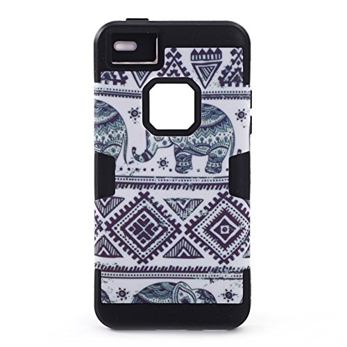 VKKING(TM) Thailand Elephant Tribe Hybrid High Impact Resistance Case Rubberized Silicone Cover Case for Apple iPhone 4 4S With Screen Protector,Stylus and Cleaning Cloth KKDX Black