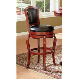 Solid Hardwood Brown Vinyl Barstool by AtHomeMart