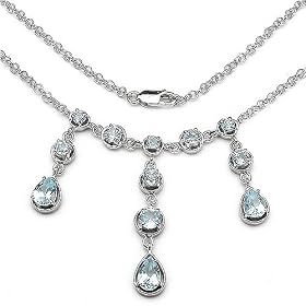 5.20 Carat Genuine Blue Topaz Pears and Rounds Sterling Silver Necklace by JewelzDirect