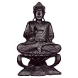 Wood Buddha Statue - Buddha Sitting on a Lotus - Ebony