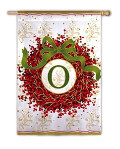Monogram Holiday Wreath Regular Size Flag O