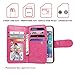 xhorizon Premium Leather Magnetic Detachable Folio Phone Wallet Case with Multiple Card Slots for iPhone 5/5S - Rose Red