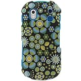 Crystal Hard BLACK Snap on RUBBERIZED With NEON FLOWERS Design Faceplate Co ....