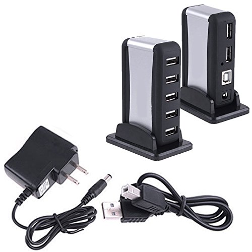 HDE High Speed USB 2.0 Hub 7 Port Powered Connector