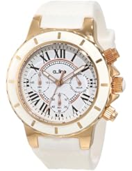 a_line Womens 20102DV Marina Chronograph White Textured Dial White Silicone Watch