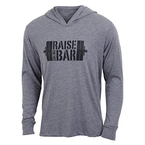 Raise the Bar - Gray - Men's Barbell Long Sleeve Triblend Hoody Shirt
