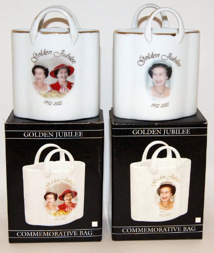 Golden Jubilee Commemorative Porcelain Bag Vase 4" - Priced Each - Picture Shows 2 Designs Available