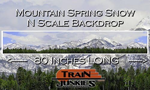 Train Junkies Mountain Spring Snow with Trees - Railroad Backdrop N Scale