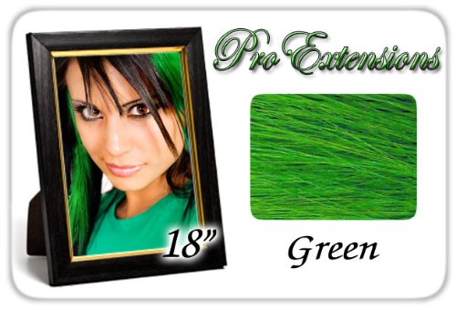 18" Inch Green Highlight Streaks Pro Extensions Premier Human Hair Extensions