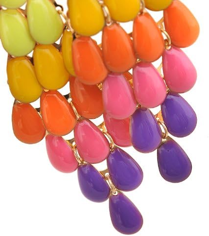 Colorful Dangling Tear Drop Chandelier Earrings