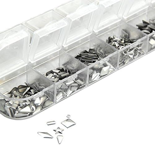 Mix Ten Styles 2400 pcs 3D Gold Silver Metalic Nail Art Decoration Salon Manicure Tips