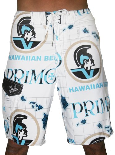 BILLABONG Mens Primo Hawaiian Beer Surf Skate Boardshorts Swim Trunks Shorts White