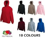 FRUIT OF THE LOOM HOODED SWEATSHIRT HOODIE - 18 COLOURS ALL SIZES
