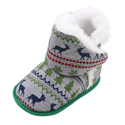 Weixinbuy Infant Baby Boys Girls Ankle Slip-on Shoes Christmas Snow Boots