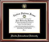 Florida International Univ. Golden Panthers - Embossed Seal - Mahogany Gold Trim - Diploma Frame