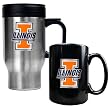 Illinois Fighting Illini NCAA Stainless Travel Mug And Ceramic Mug Set by Great American Products