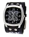 Twin Double Dragon Wide Black Leather Band Circle Trendy Design Steel Black Dial Gothic Punk Biker Wristband Watch