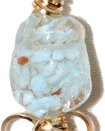Blue & Cream Larimar Wire Wrap Pendant with Antique Venetian Glass Sommerso Bead in 14k GF By Puppylove