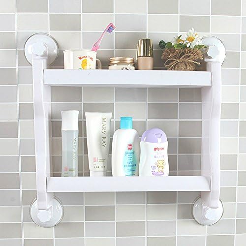 DailyShe Bathroom Kitchen Plastic Double Racks Storage Rack Hanging Shelves Organizer (White)