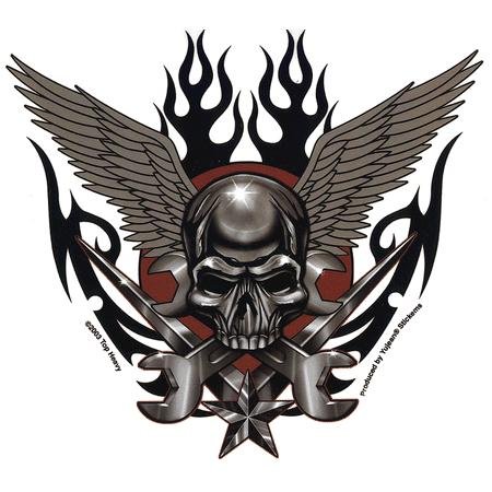 Iron Wrench Skulls Flames Sticker by Top Heavy Cool Car Decal