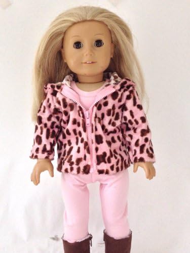 4 PC Leopard Fur Hoodie Set for 18 inch dolls like American Girl Doll / Made in the USA!