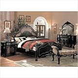 Cappelle Panel Bedroom Set in Aged Black Size: Queen