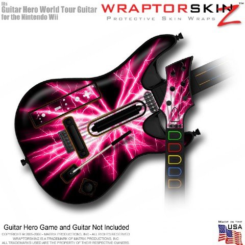 Lightning Pink Skin fits Band Hero, Guitar Hero 5 & World Tour Guitars for Nintendo Wii (GUITAR NOT INCLUDED) by WraptorSkinz