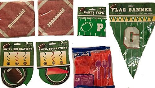 Football-themed party tableware and decorations bundle of 7 Items