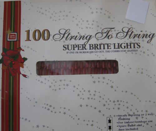 Vintage Set of 100 Red Super Bright Lights Mini Christmas Lights – Green Wire Stays Lit even if one bulb is burnt out. With extra bulb and fuse. – bulbs – steady Illuminating or flashing (flashing bulb included). light